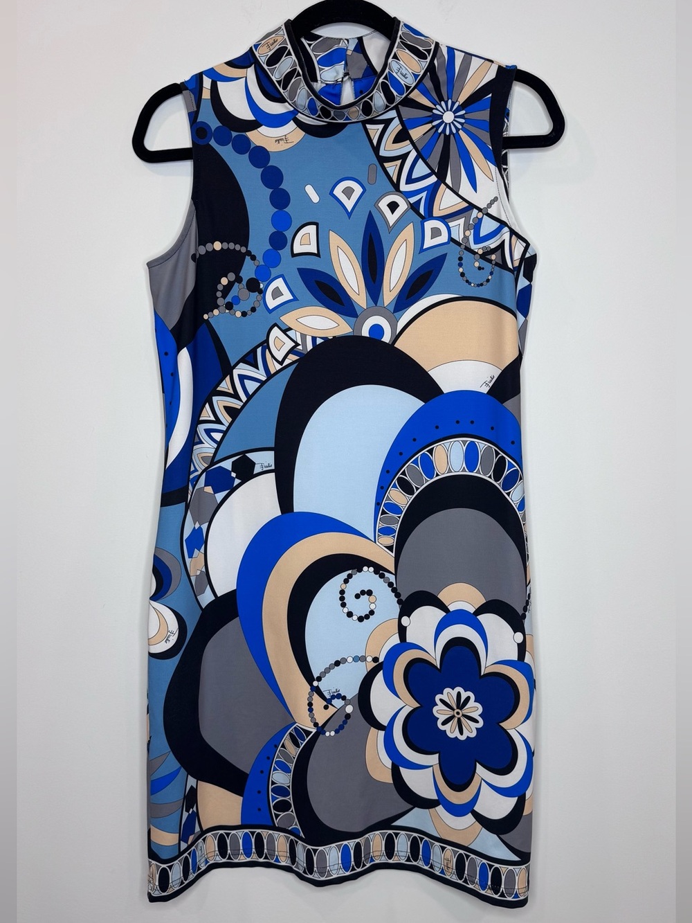 Emilio Pucci Y2K silk jersey Blue Multicolor geometric psychedelic dress